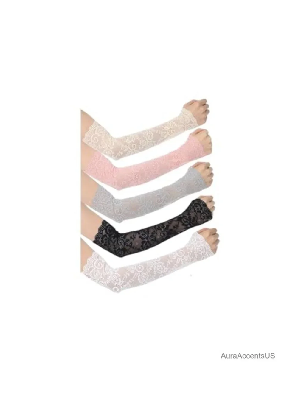 5 Pairs Women Lace Arm Sleeves Fingerless Floral Hollow Sleeves for Wedding